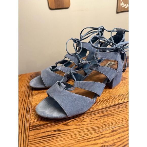 Steve Madden Blue Ghillie Lace-Up Ankle Tie Gladiator Strappy Sandals Size 9.5 - Picture 2 of 7